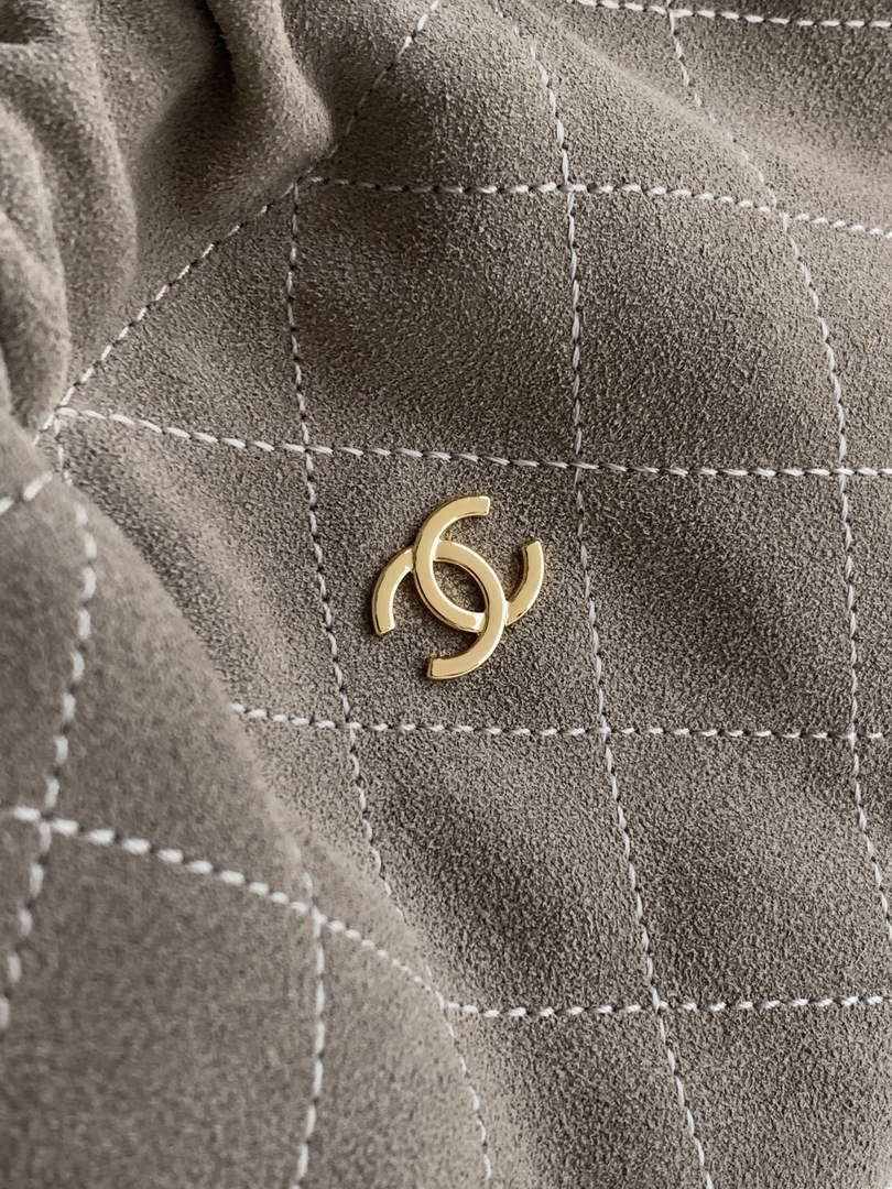 Chanel Clutch with leather strap, AP5227 Suede Calfskin gray