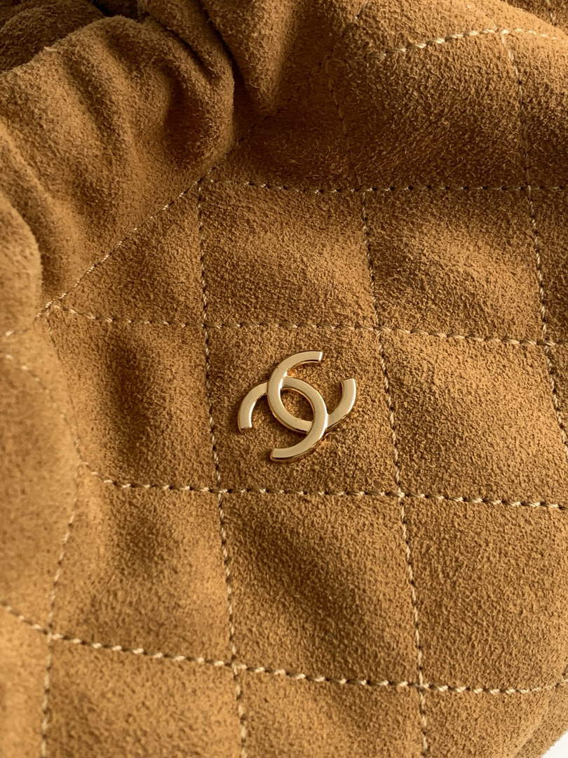 Chanel Clutch with leather strap, AP5227 Suede Calfskin tan