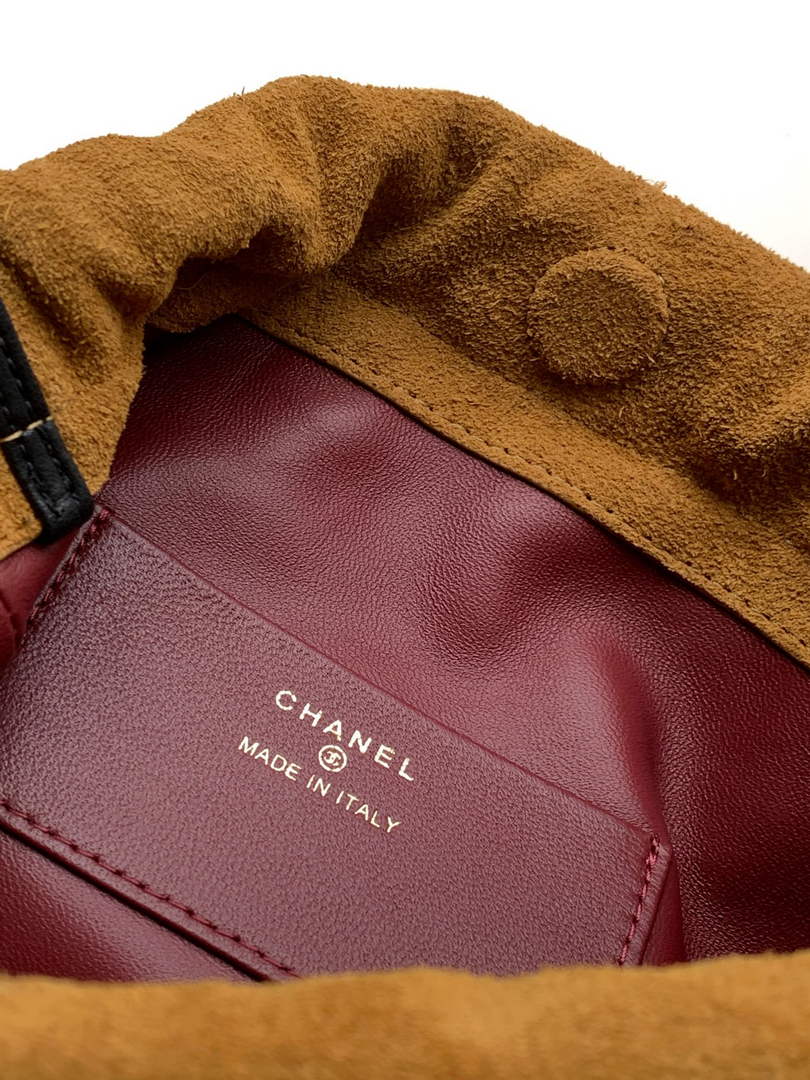 Chanel Clutch with leather strap, AP5227 Suede Calfskin tan