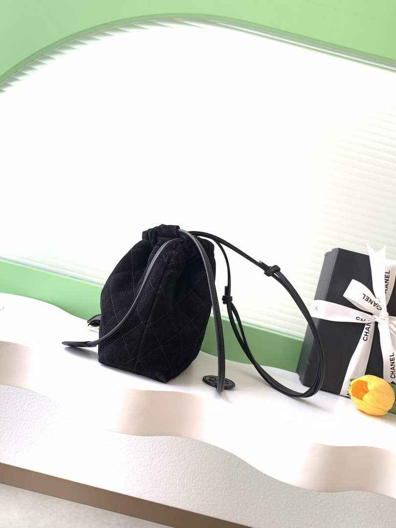 Chanel Clutch with leather strap, AP5227 Suede Calfskin black