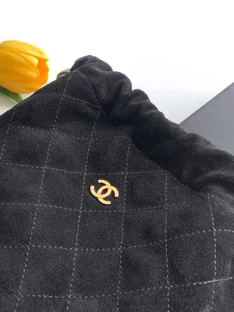Chanel Clutch with leather strap, AP5227 Suede Calfskin black