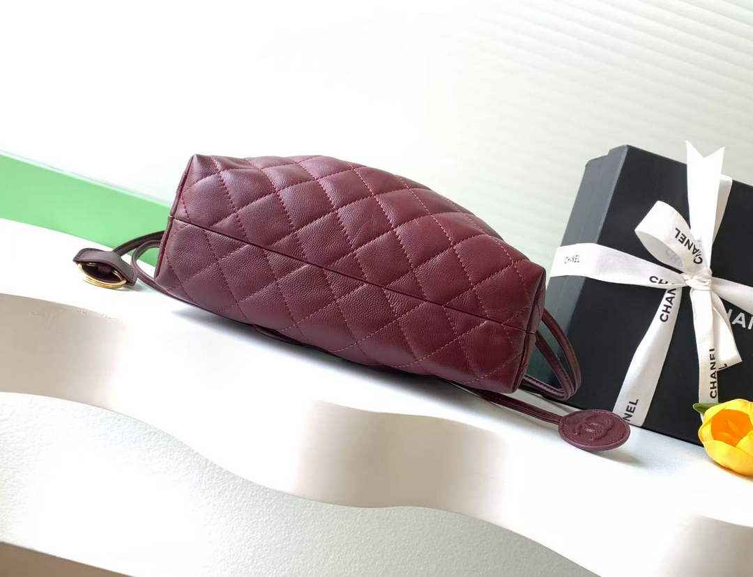 Chanel Clutch with leather strap, AP5228 Lambskin wine red