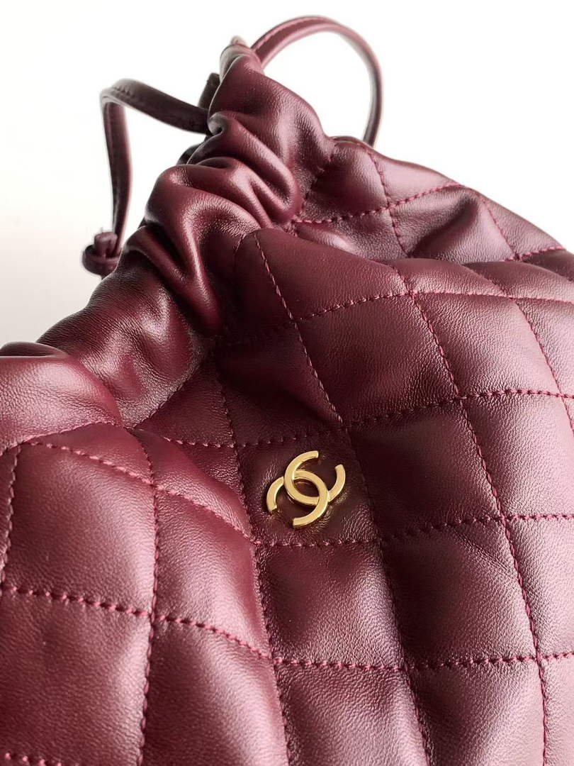 Chanel Clutch with leather strap, AP5228 Lambskin wine red