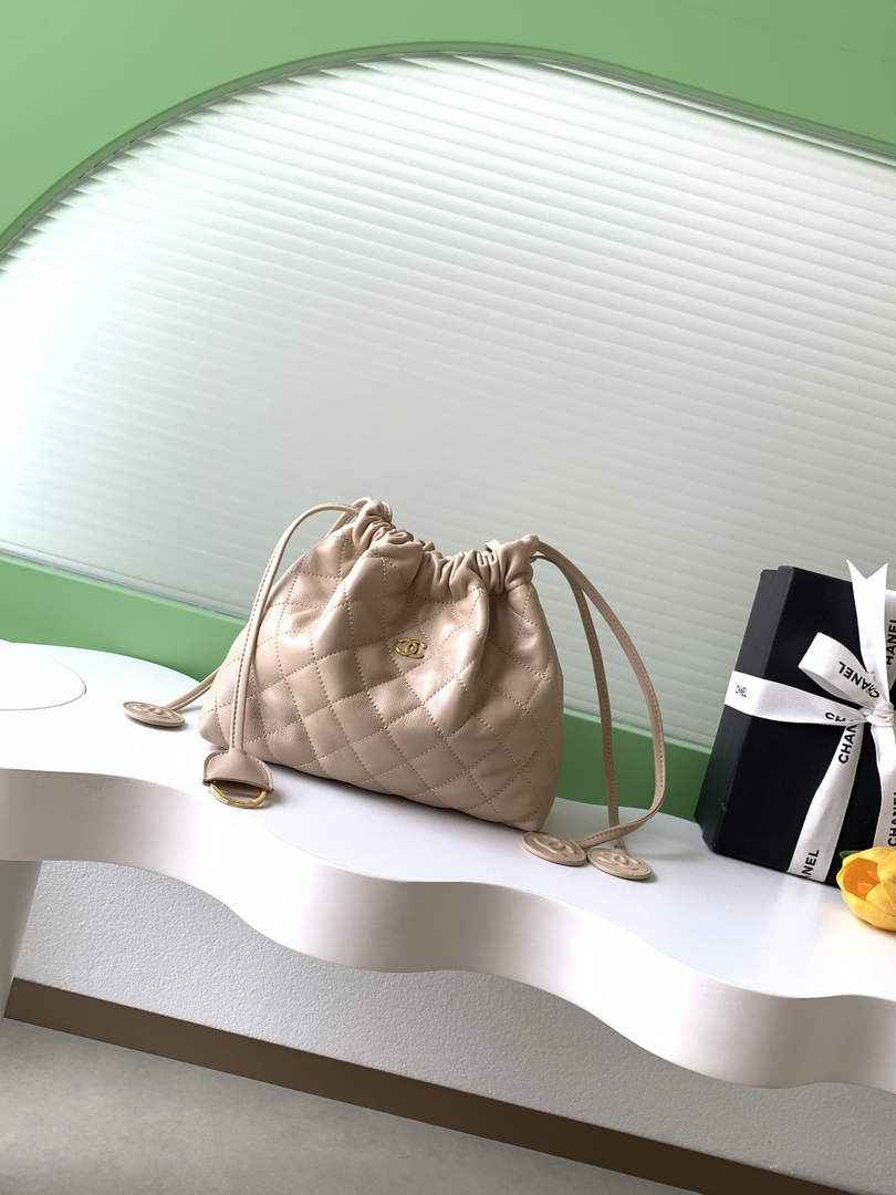 Chanel Clutch with leather strap, AP5228 Lambskin dark beige