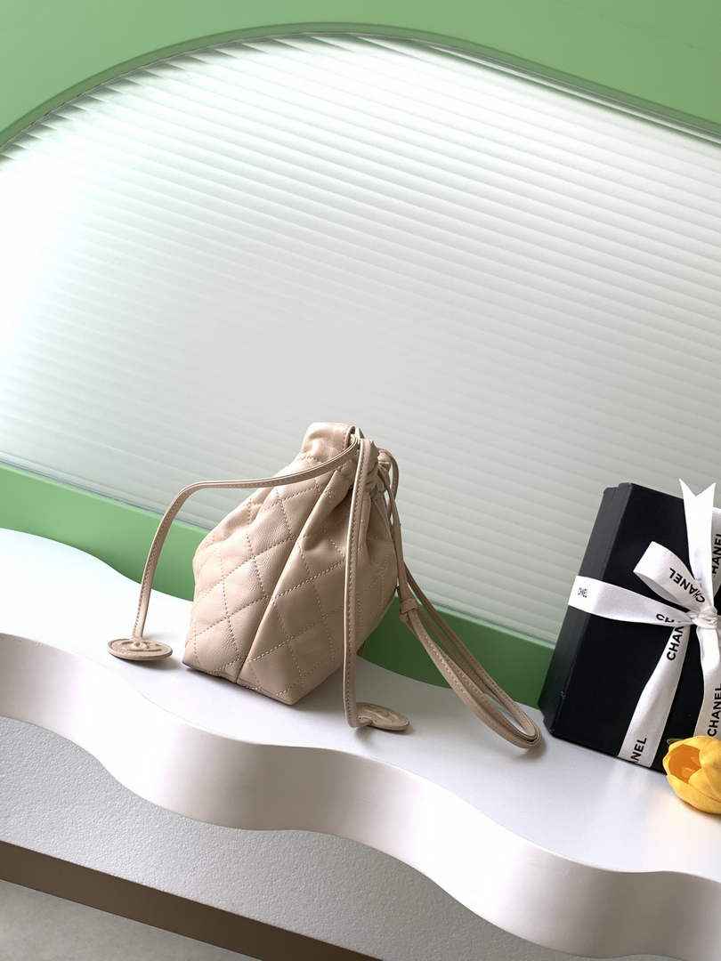 Chanel Clutch with leather strap, AP5228 Lambskin dark beige