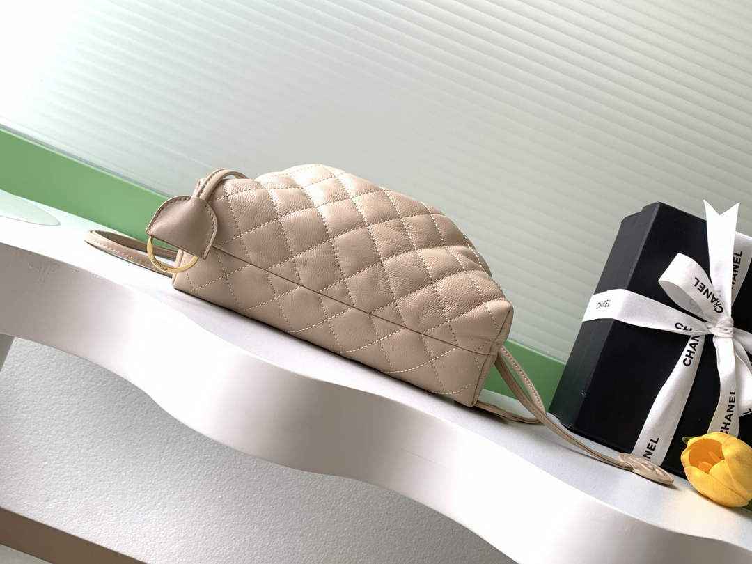 Chanel Clutch with leather strap, AP5228 Lambskin dark beige