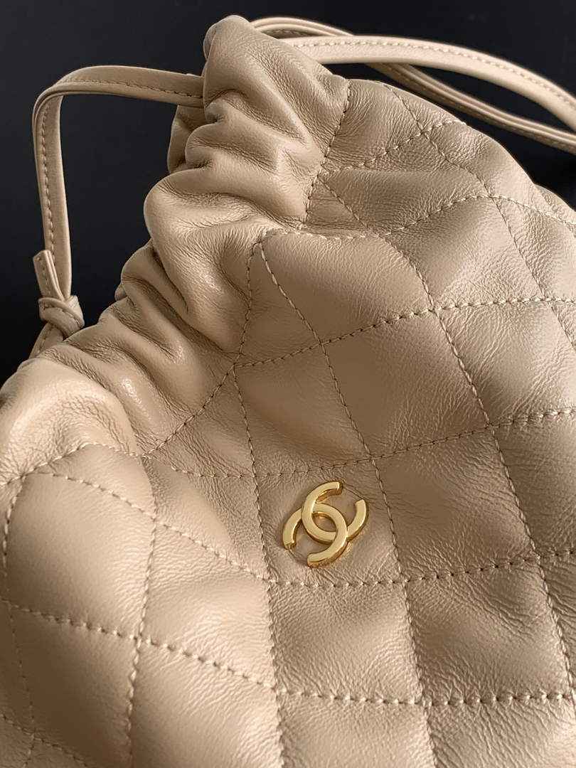 Chanel Clutch with leather strap, AP5228 Lambskin dark beige