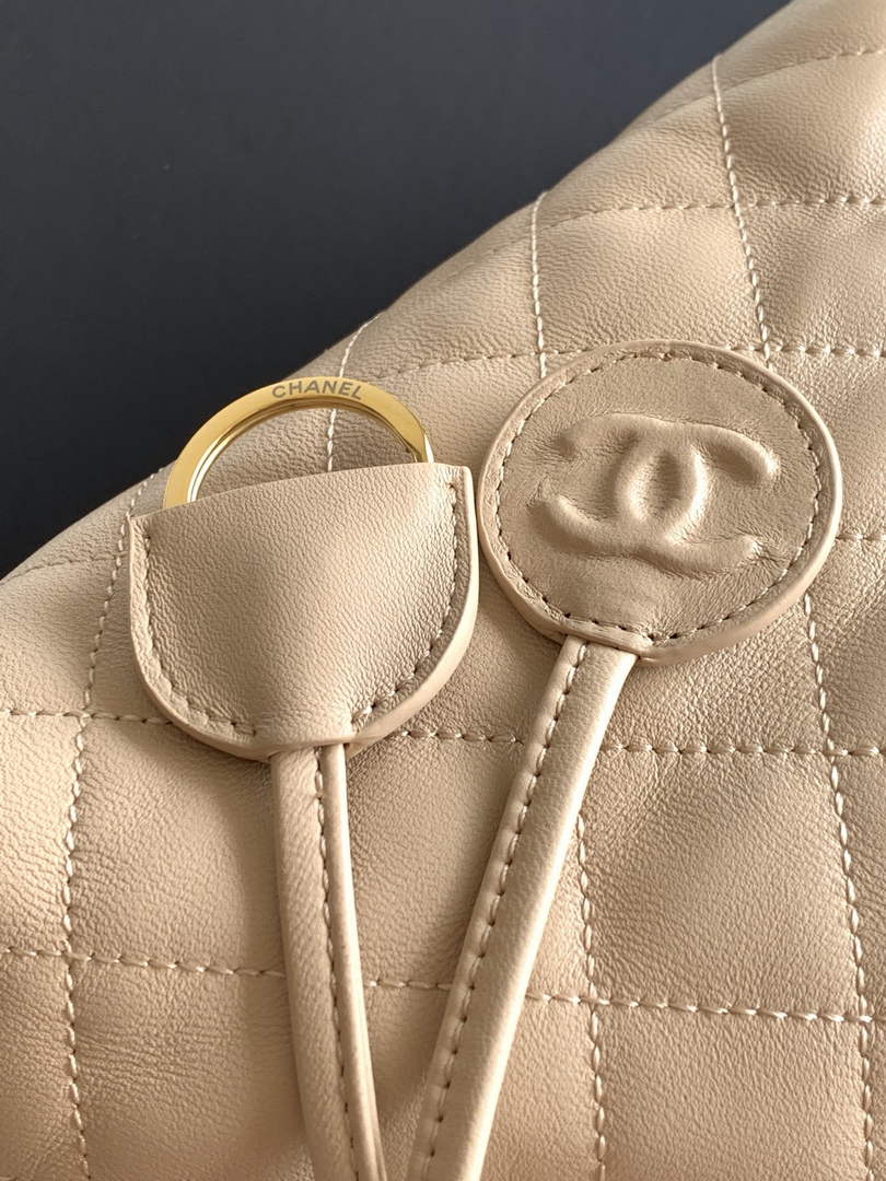 Chanel Clutch with leather strap, AP5228 Lambskin dark beige