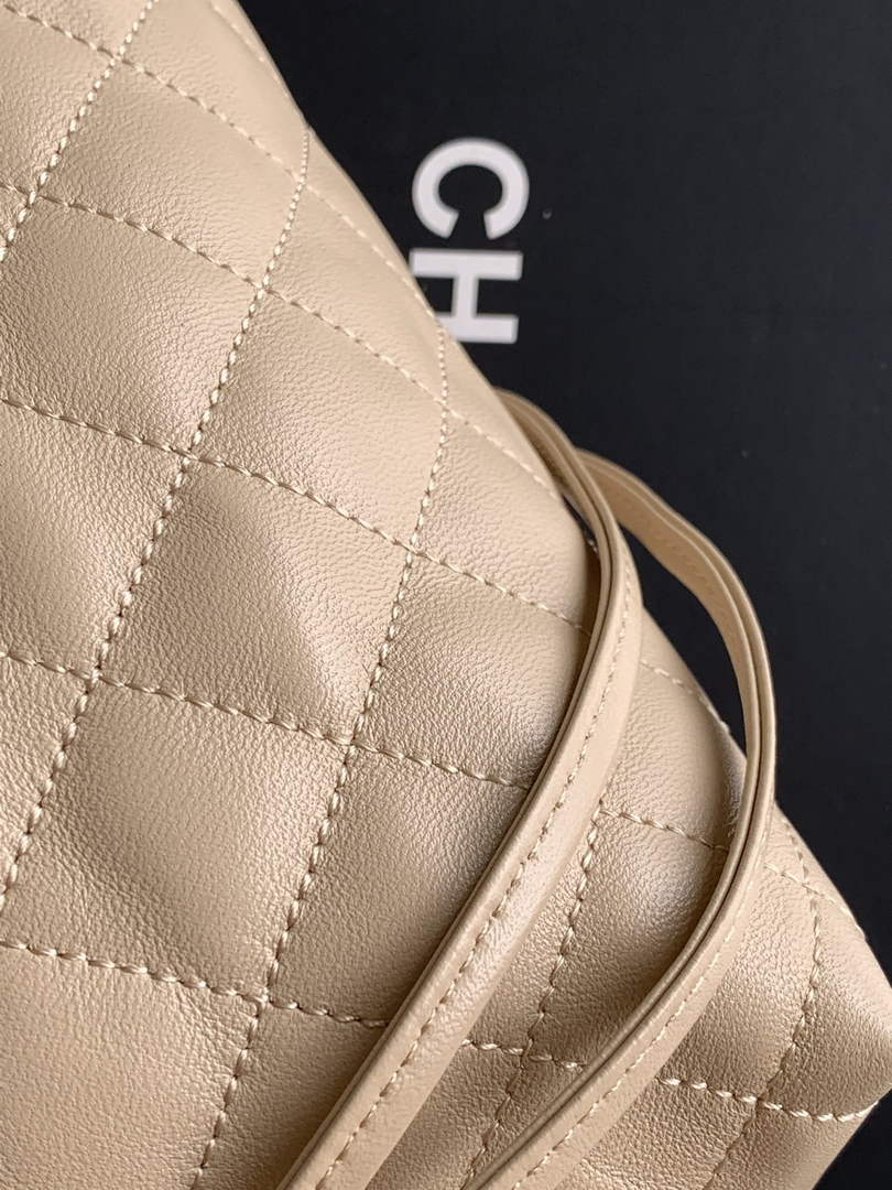 Chanel Clutch with leather strap, AP5228 Lambskin dark beige