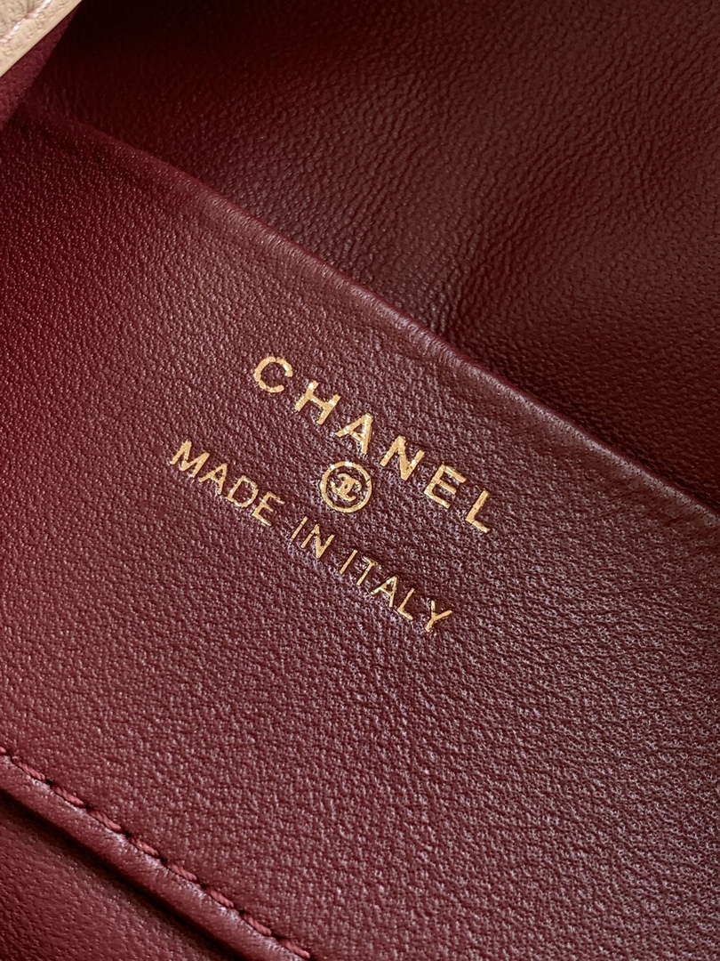 Chanel Clutch with leather strap, AP5228 Lambskin dark beige