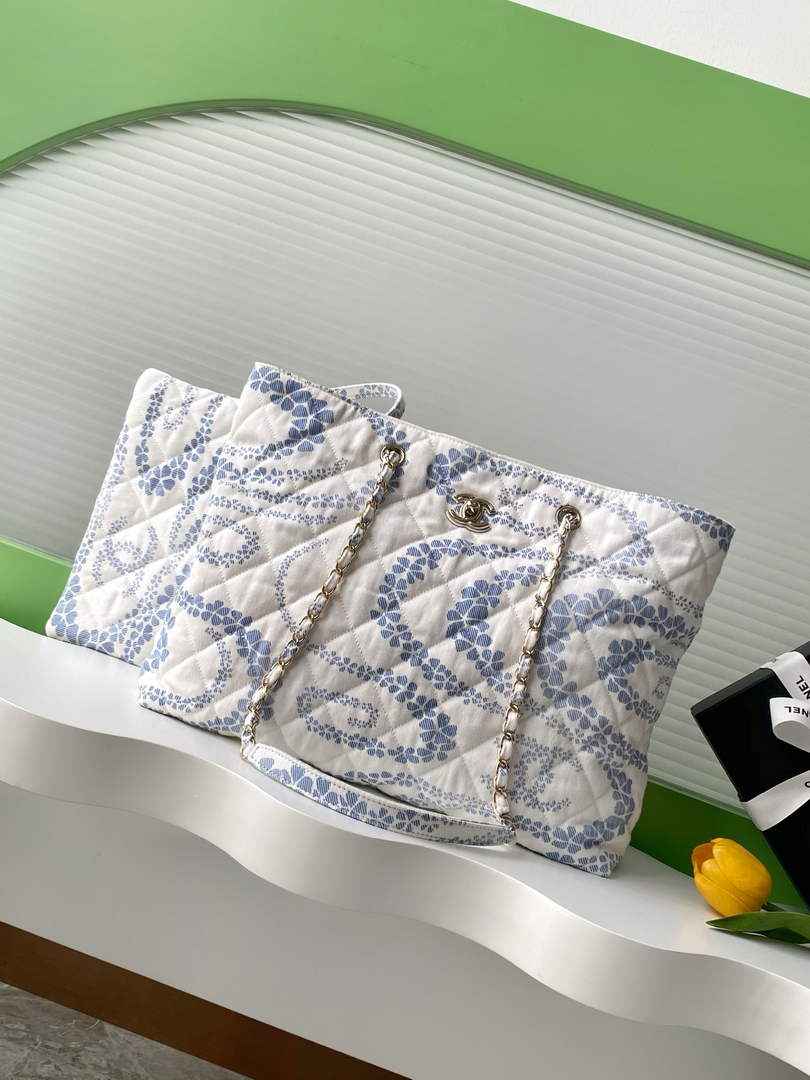 Chanel Denim Shopping Bag - Blue & White AS5429 - Default Title - View 1