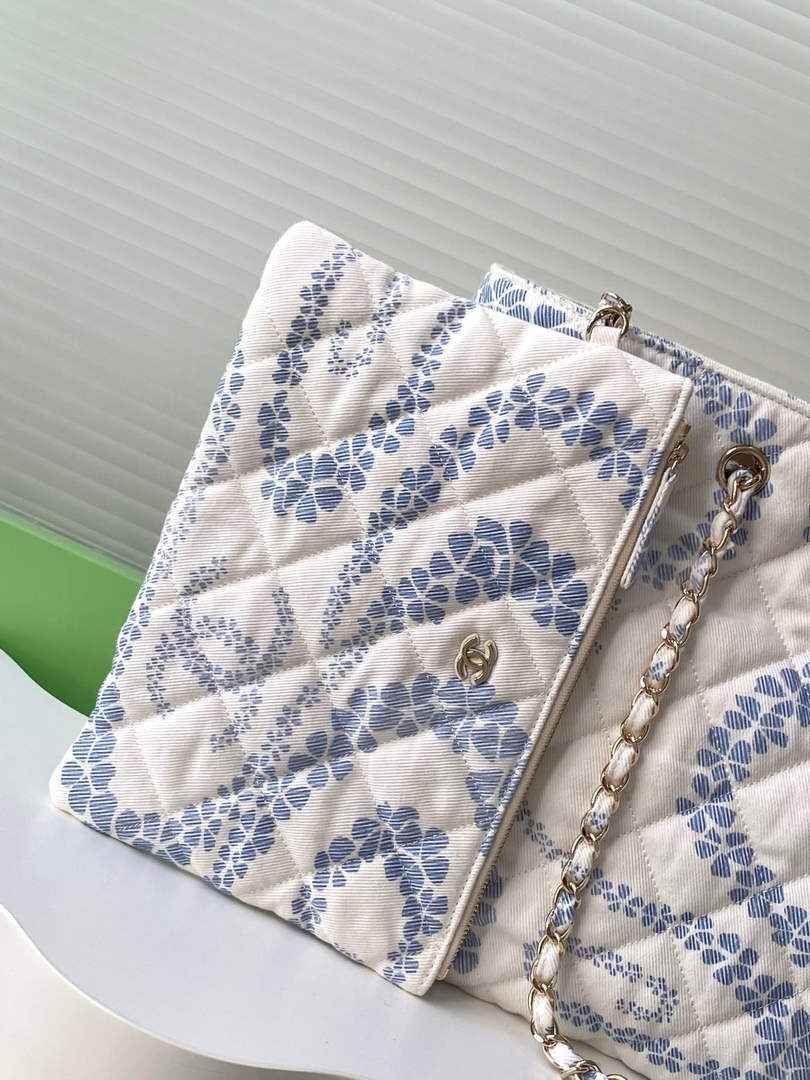 Chanel Denim Shopping Bag - Blue & White AS5429 - Default Title - View 5