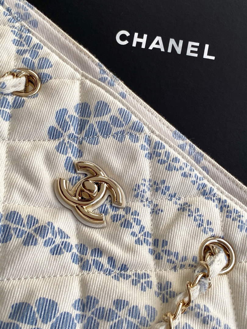 Chanel Denim Shopping Bag - Blue & White AS5429 - Default Title - View 6