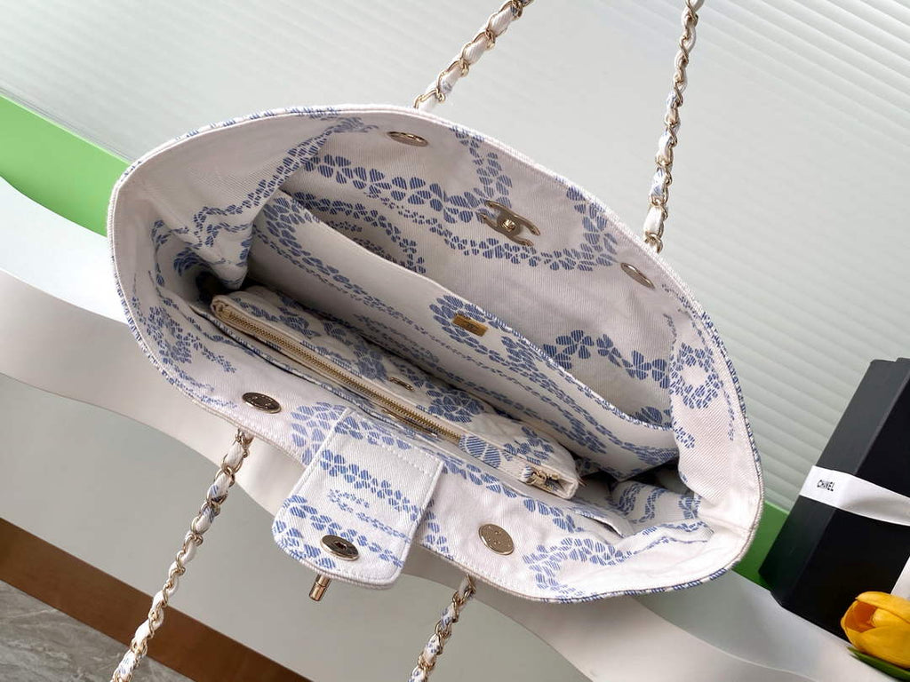 Chanel Denim Shopping Bag - Blue & White AS5429 - Default Title - View 8