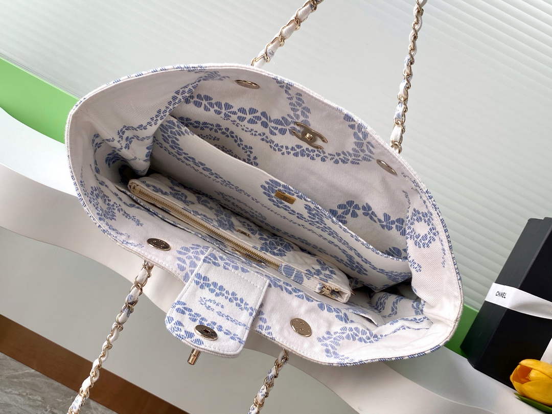 Chanel Denim Shopping Bag - Blue & White AS5429 - Default Title - View 8