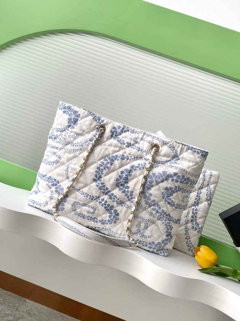 Chanel Denim Shopping Bag - Blue & White AS5429 - Default Title - View 2
