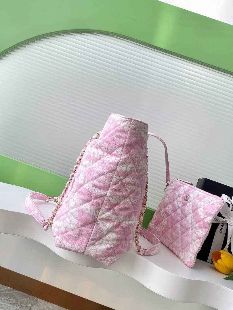 Chanel Denim Shopping Bag - Pink & White AS5429 - Default Title - View 2