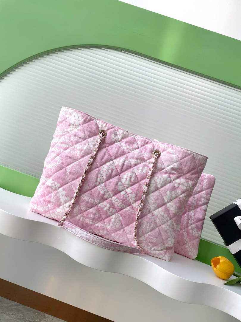 Chanel Denim Shopping Bag - Pink & White AS5429 - Default Title - View 3