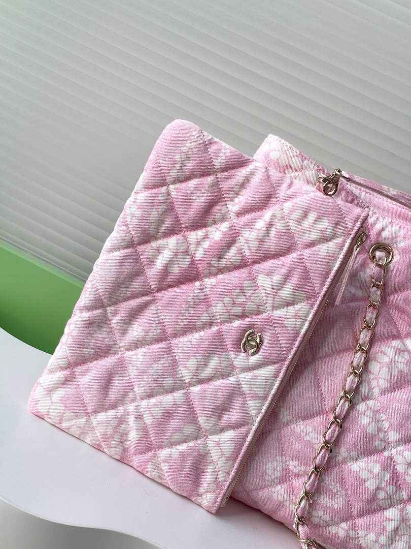 Chanel Denim Shopping Bag - Pink & White AS5429 - Default Title - View 5