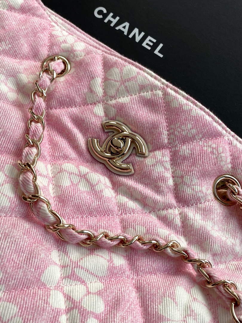 Chanel Denim Shopping Bag - Pink & White AS5429 - Default Title - View 6