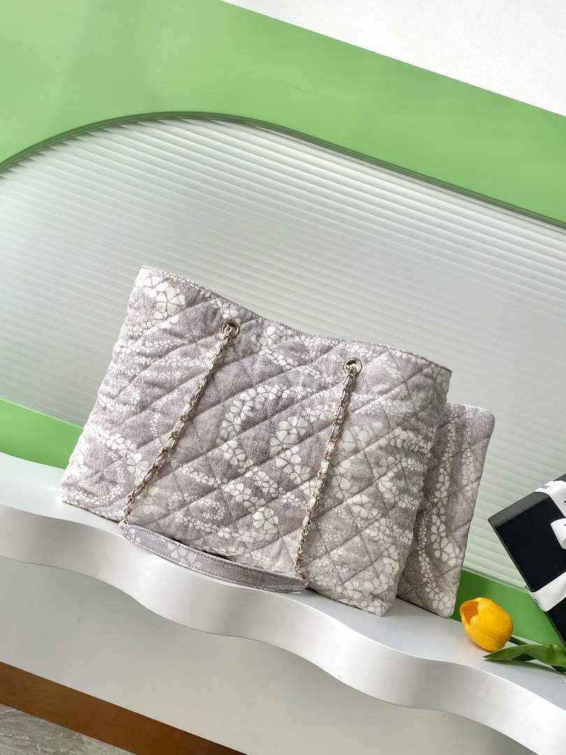 Chanel Denim Shopping Bag - Gray & White AS5429 - Default Title - View 2
