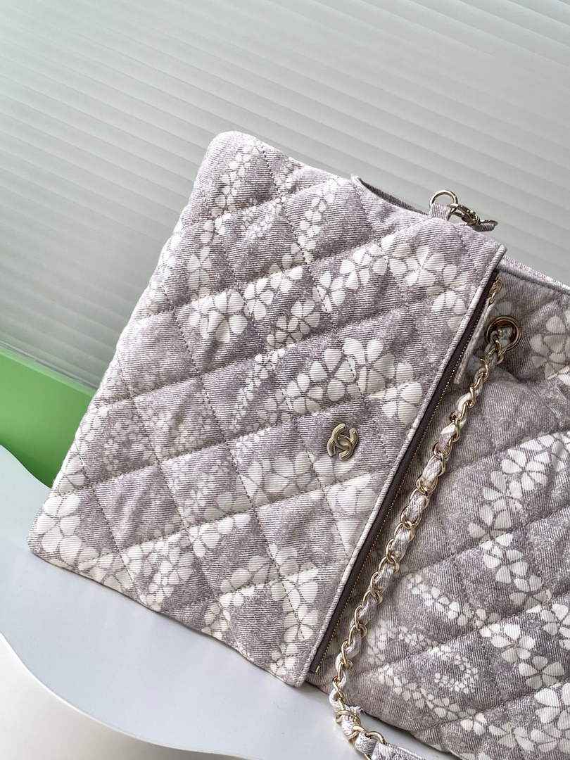 Chanel Denim Shopping Bag - Gray & White AS5429 - Default Title - View 5