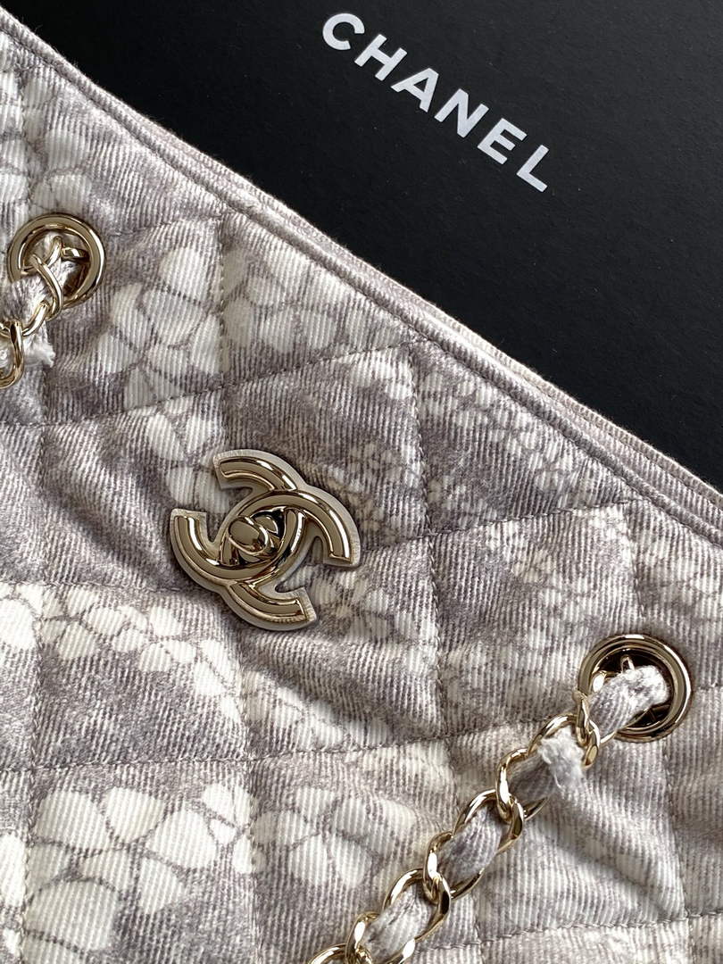 Chanel Denim Shopping Bag - Gray & White AS5429 - Default Title - View 6