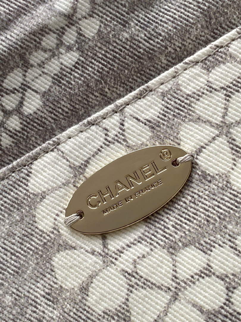 Chanel Denim Shopping Bag - Gray & White AS5429