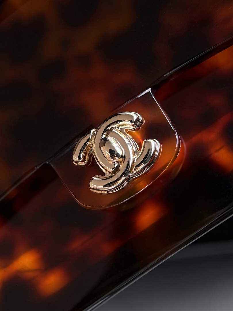 Chanel Mini evening bag, Plexi & gold-tone metal, AS6020 brown & black