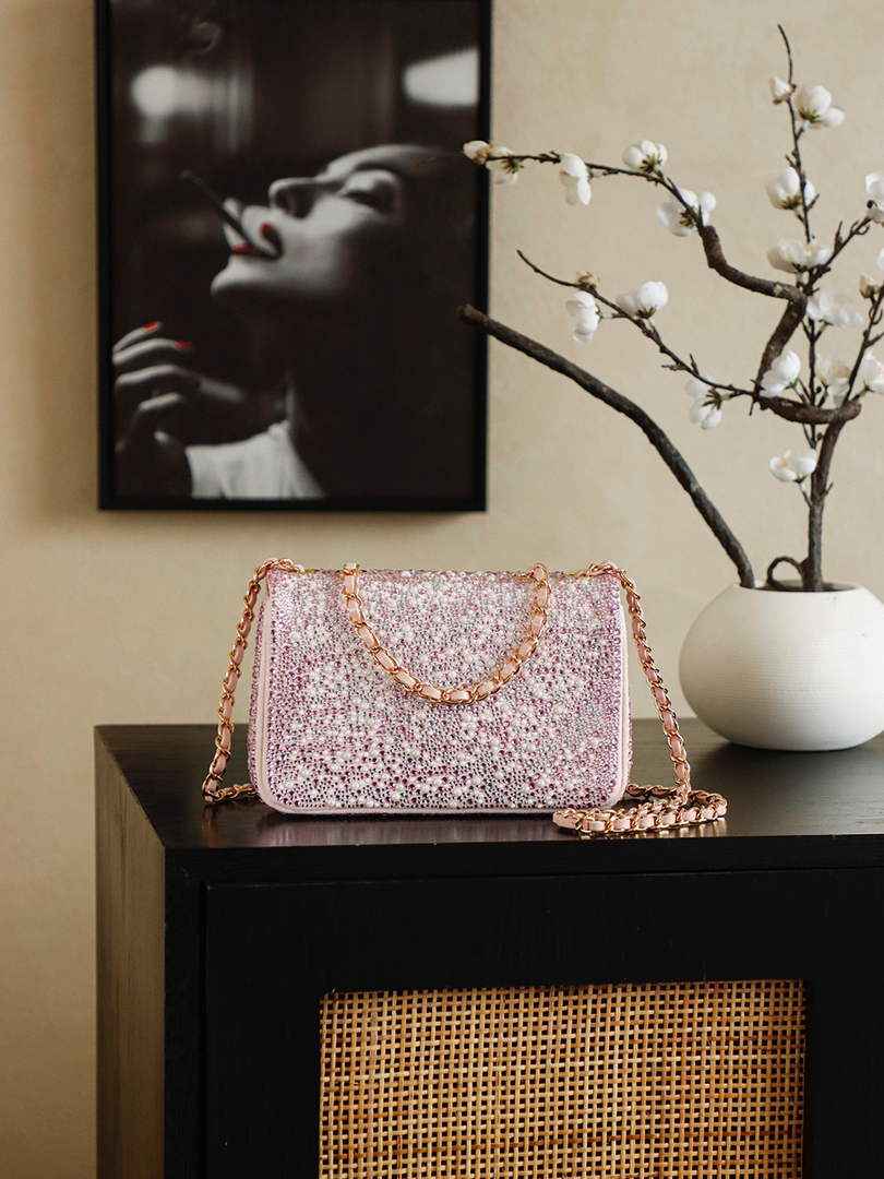 Chanel Evening bag, Strass imitation pearls, AS4297 dark pink