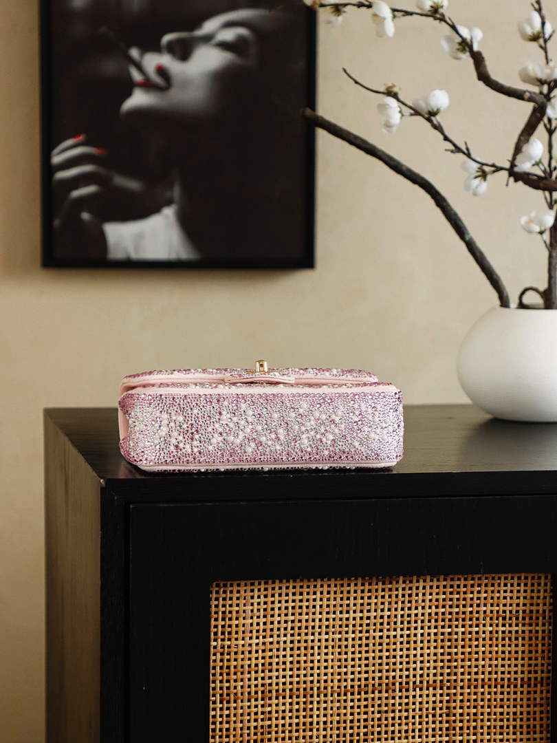 Chanel Evening bag, Strass imitation pearls, AS4297 dark pink