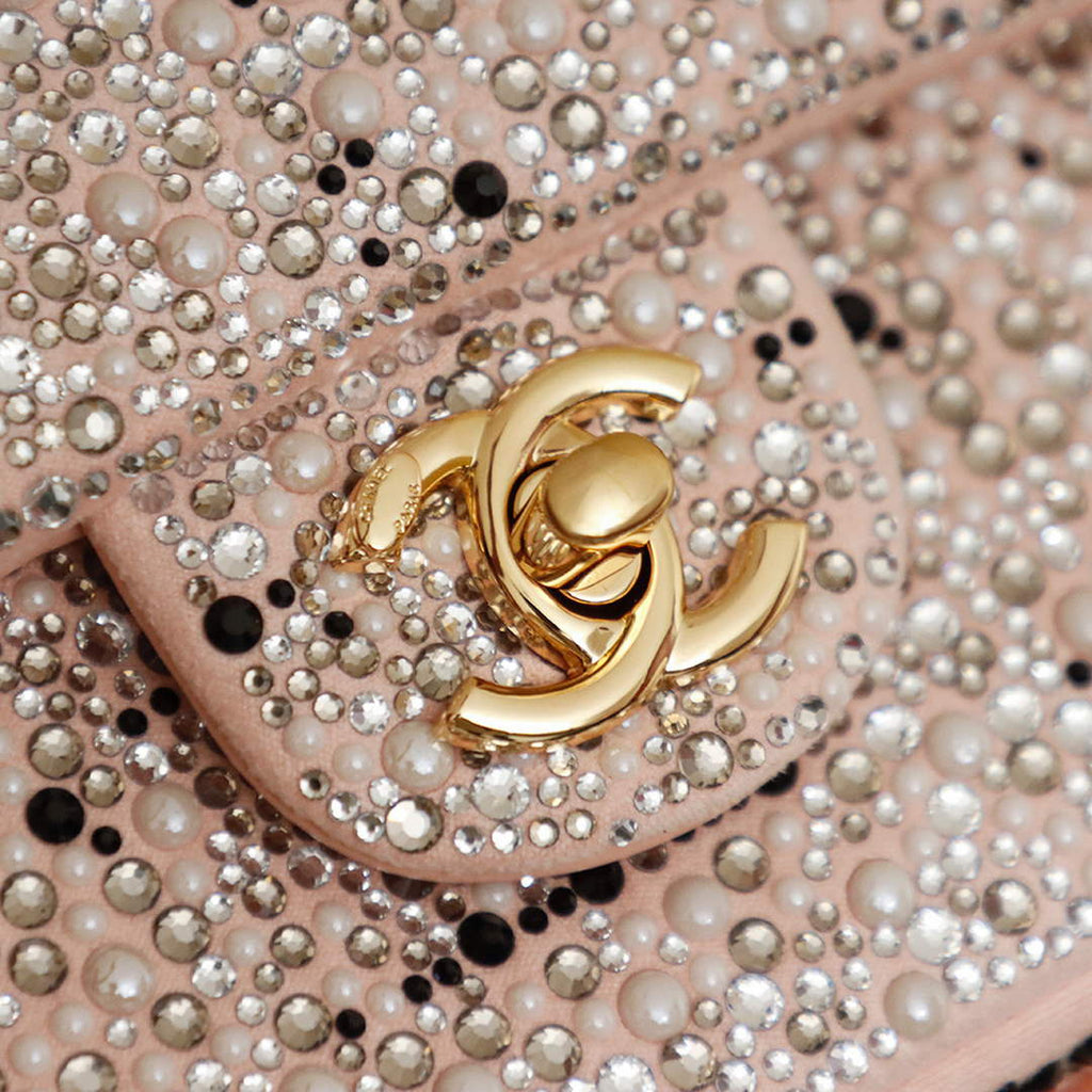 Chanel Evening bag, Strass imitation pearls, AS4297 black pink