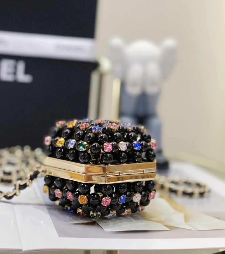 Chanel Evening Shoulder bag AS3769 pearl Black Gold