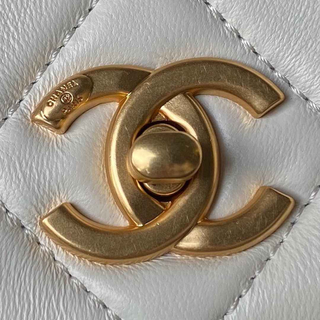 Chanel Flap Bag AS4451 Shiny Lambskin White