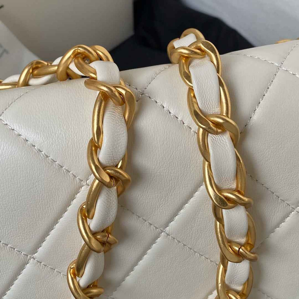 Chanel Flap Bag AS4451 Shiny Lambskin White