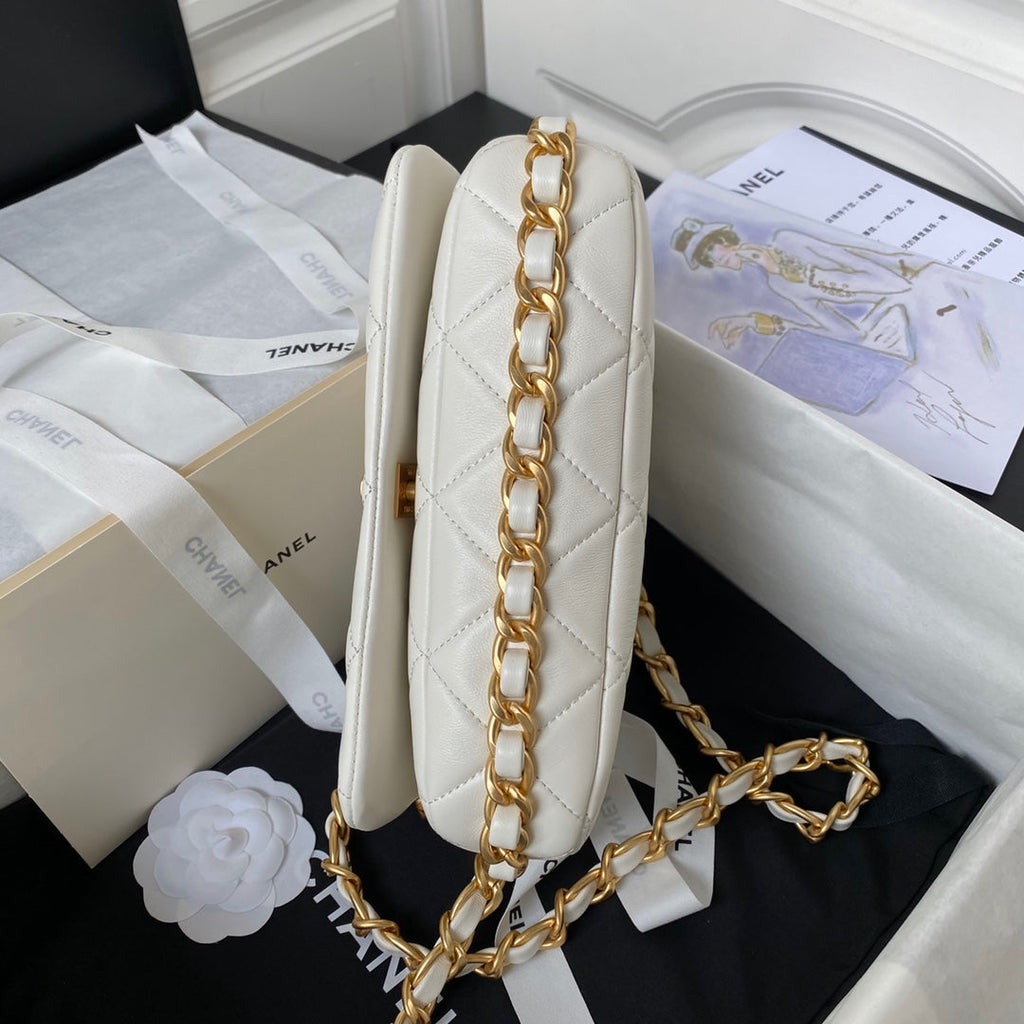Chanel Flap Bag AS4451 Shiny Lambskin White