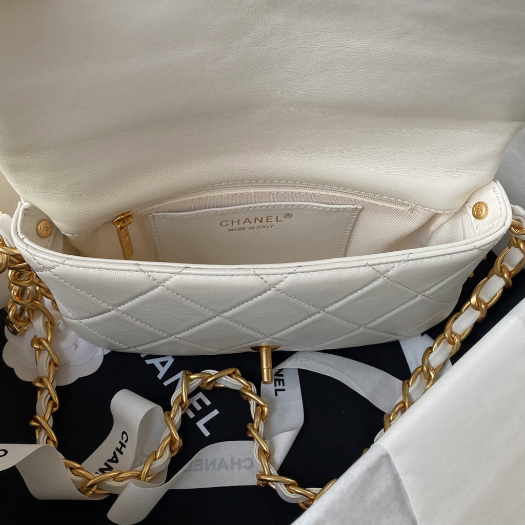 Chanel Flap Bag AS4451 Shiny Lambskin White