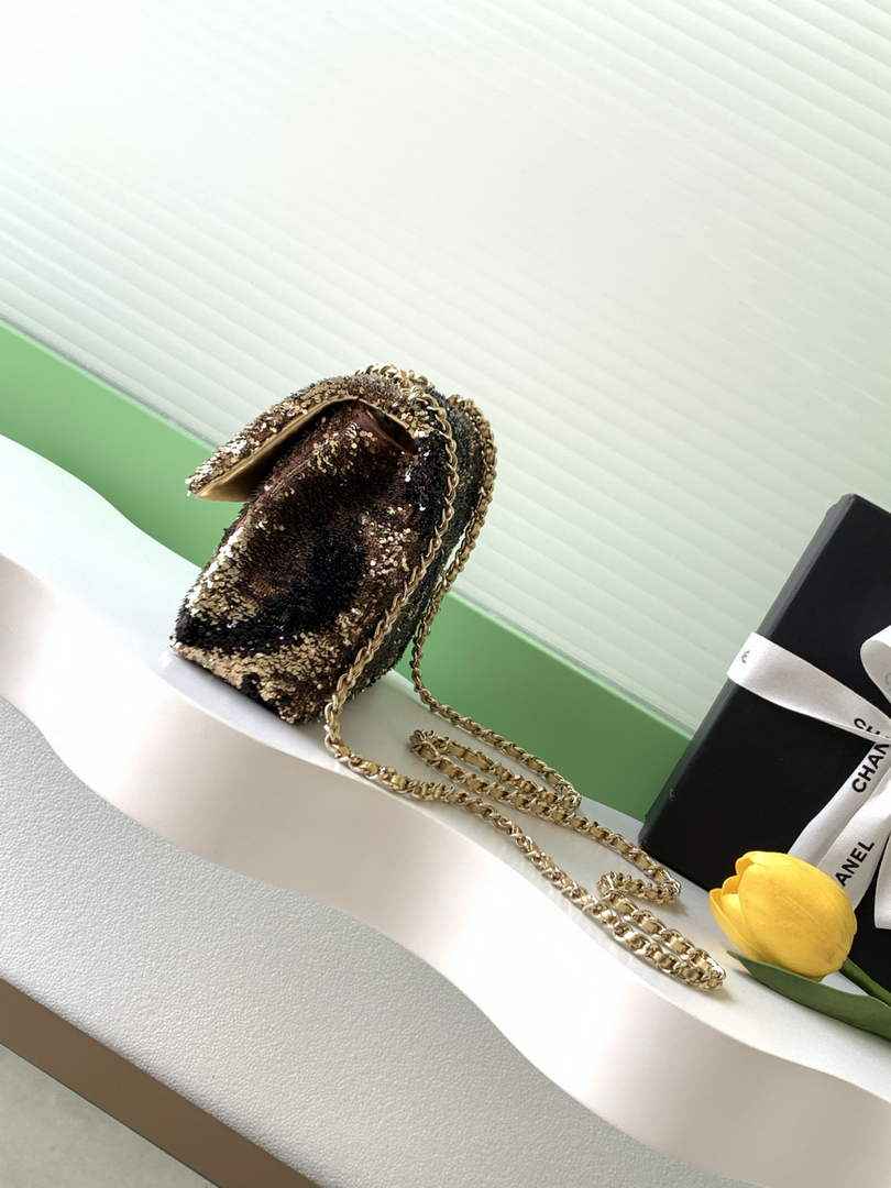 Chanel Flap bag, AS4561 Sequins, Black & Gold