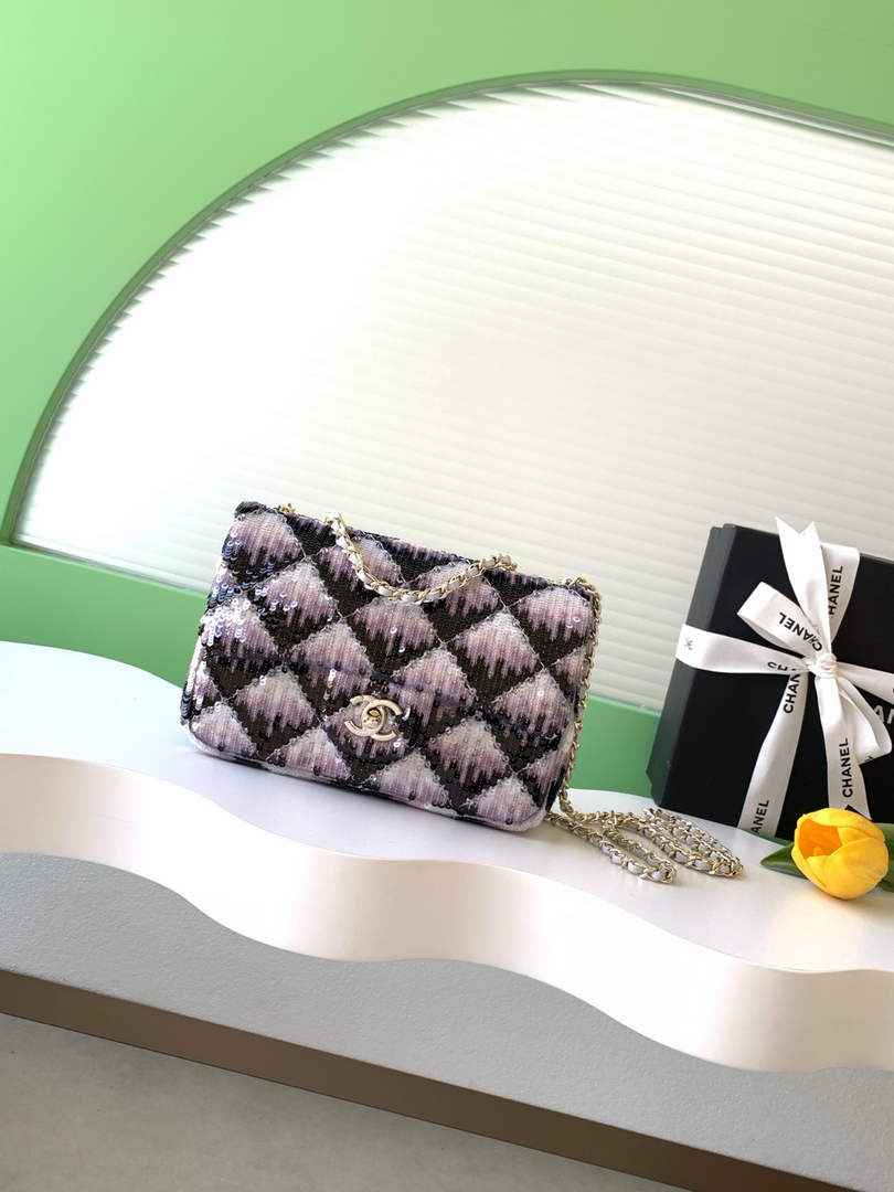 Chanel Flap bag, Sequins, AS4561 Black & White