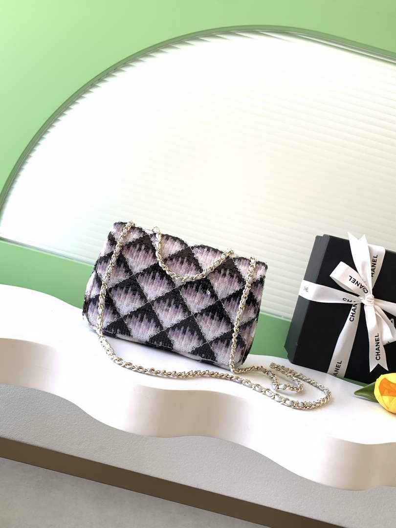 Chanel Flap bag, Sequins, AS4561 Black & White