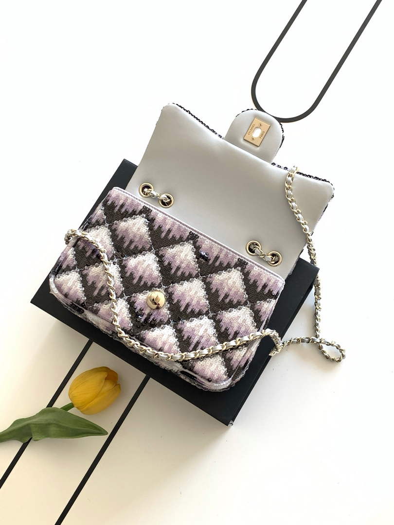 Chanel Flap bag, Sequins, AS4561 Black & White