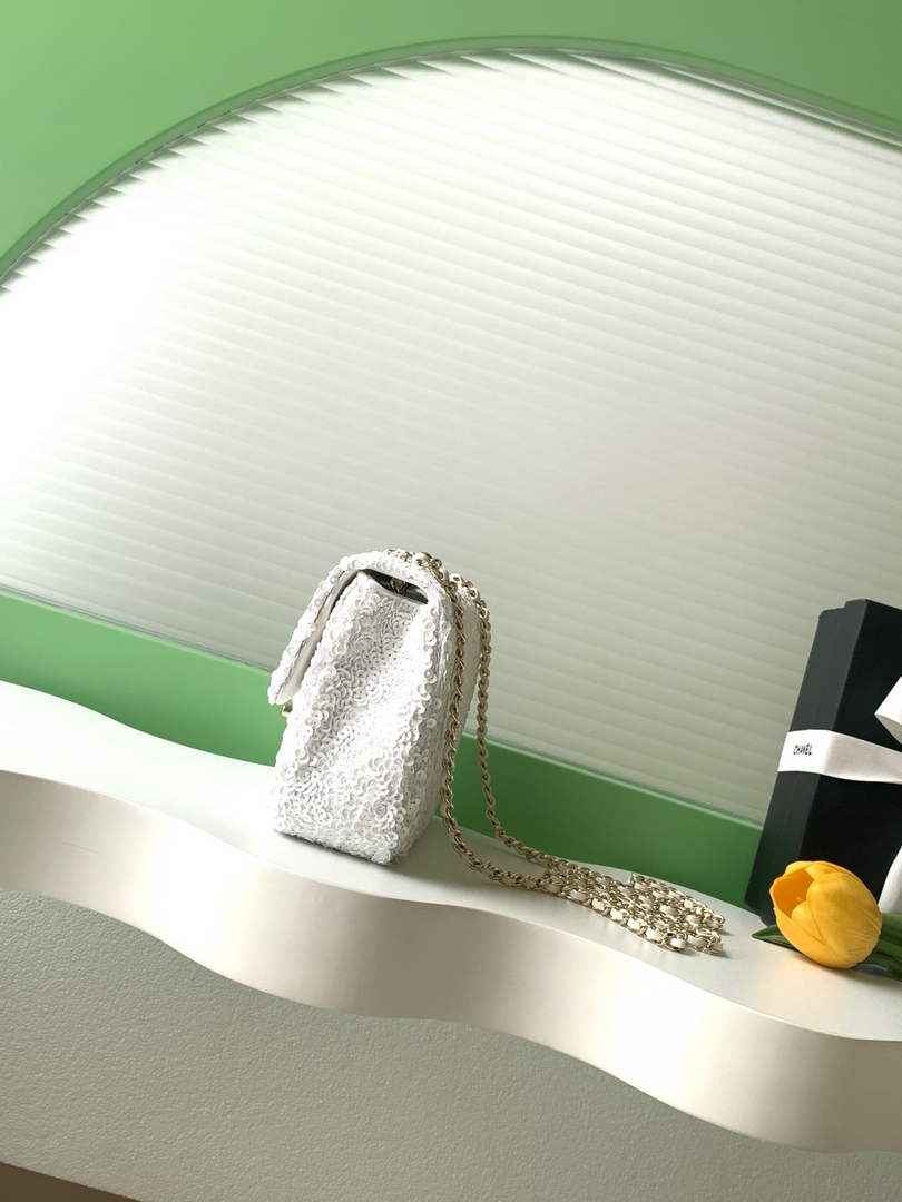 Chanel Flap bag, Sequins, AS4561 White