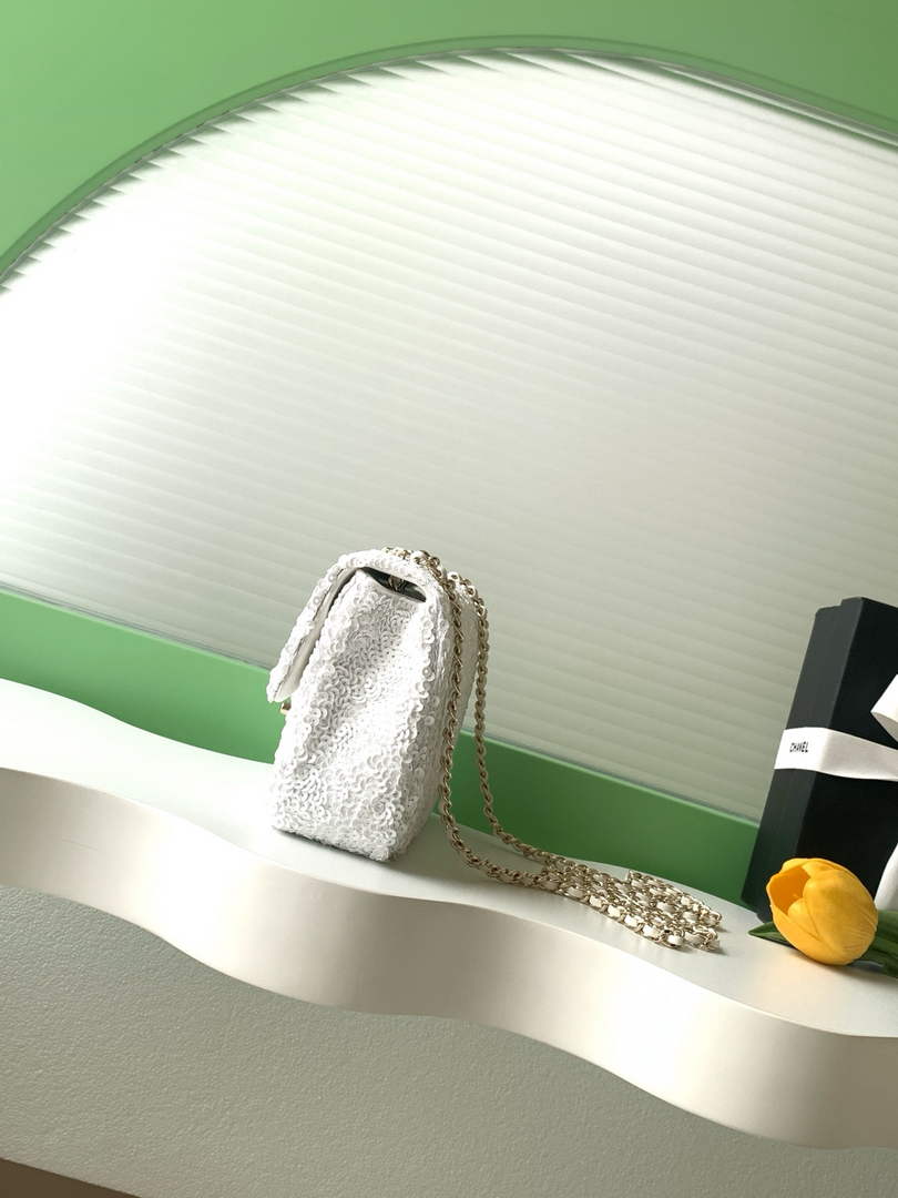 Chanel Flap bag, Sequins, AS4561 White