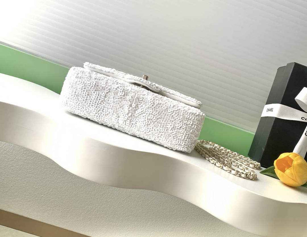 Chanel Flap bag, Sequins, AS4561 White