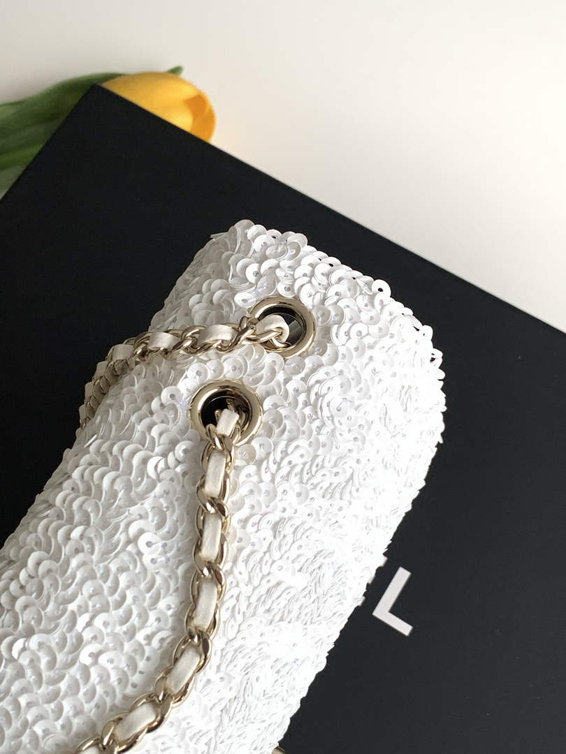 Chanel Flap bag, Sequins, AS4561 White