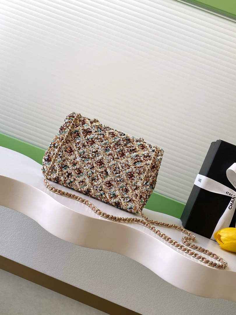 Chanel Flap bag, AS4561 Sequins, Apricot