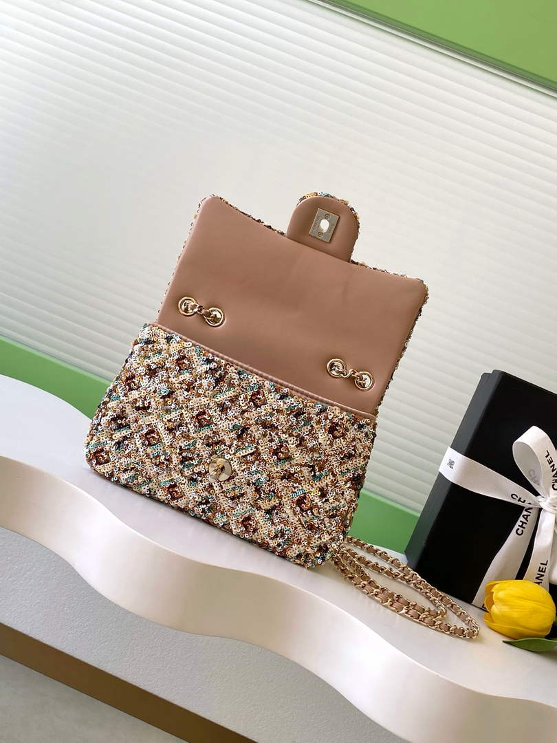 Chanel Flap bag, AS4561 Sequins, Apricot
