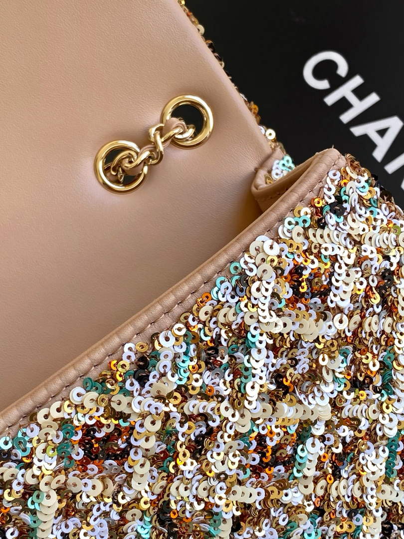 Chanel Flap bag, AS4561 Sequins, Apricot