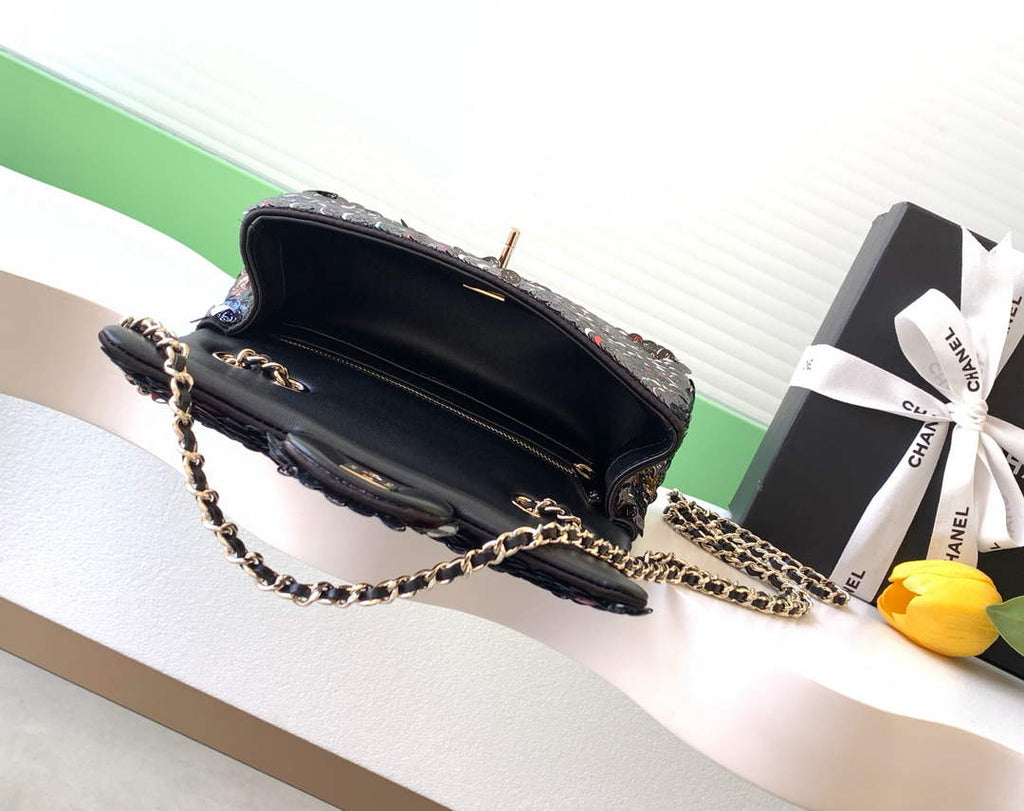 Chanel Flap bag, Sequins, AS4561 Black & Red