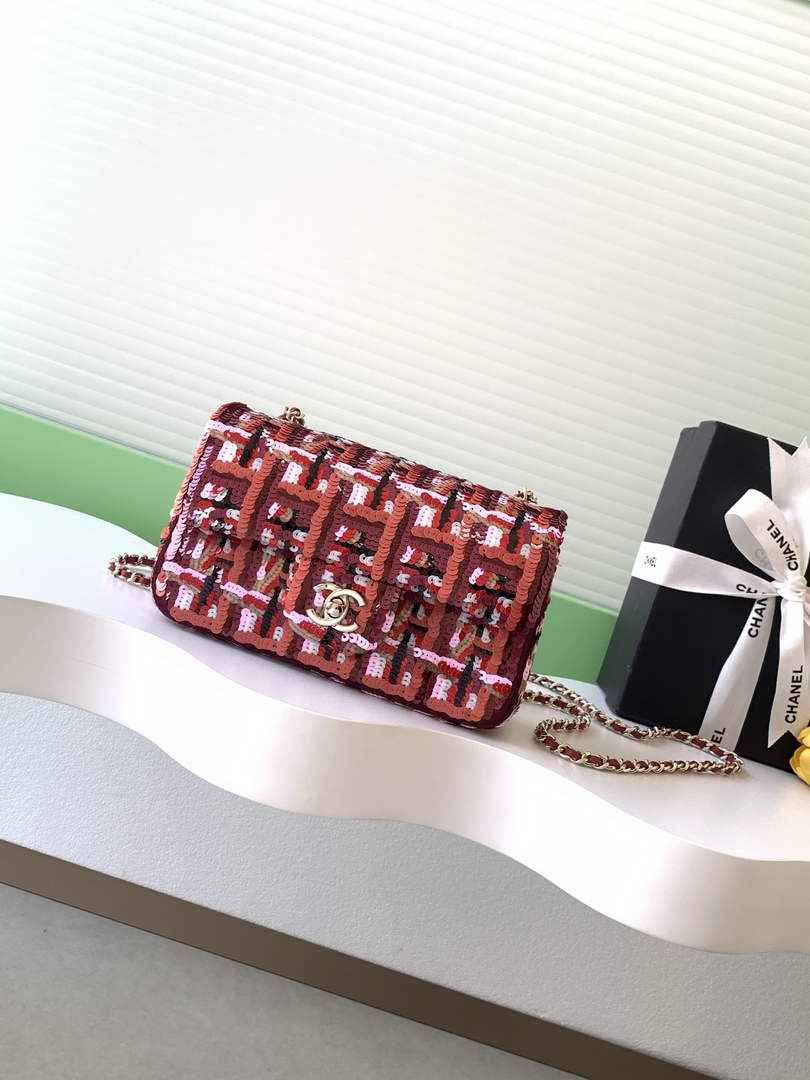 Chanel Flap bag, Sequins, AS4561 Red